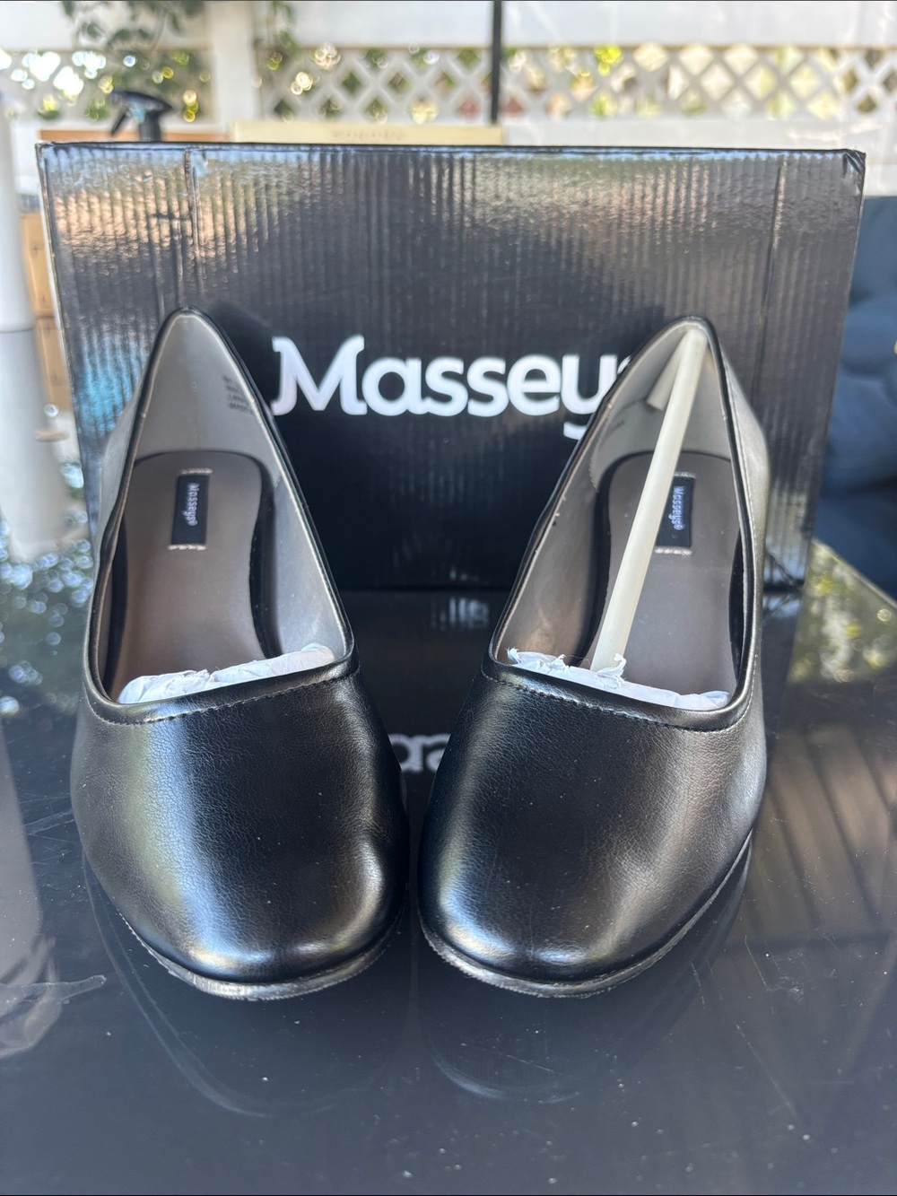 Macy's Black Slip-On Rounded Toe Heels